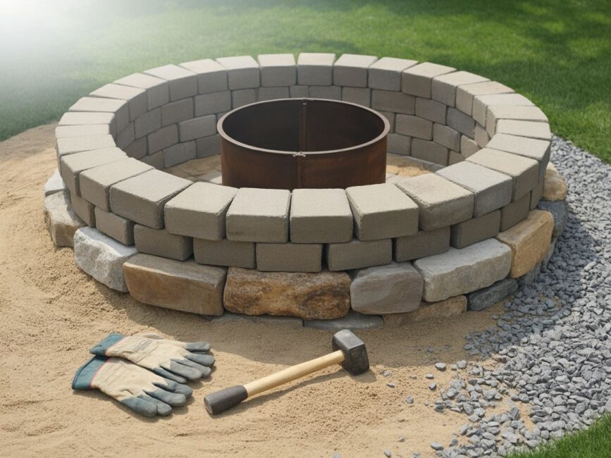 Warstwa żwiru i piasku pod paleniskiem