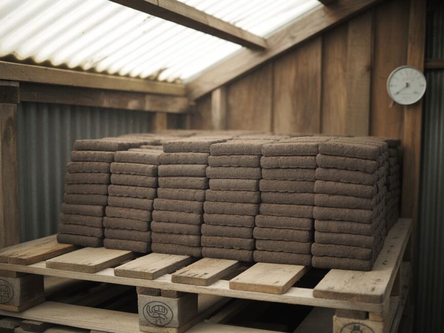 brykiet torfowy bez kontaktu z podłogą