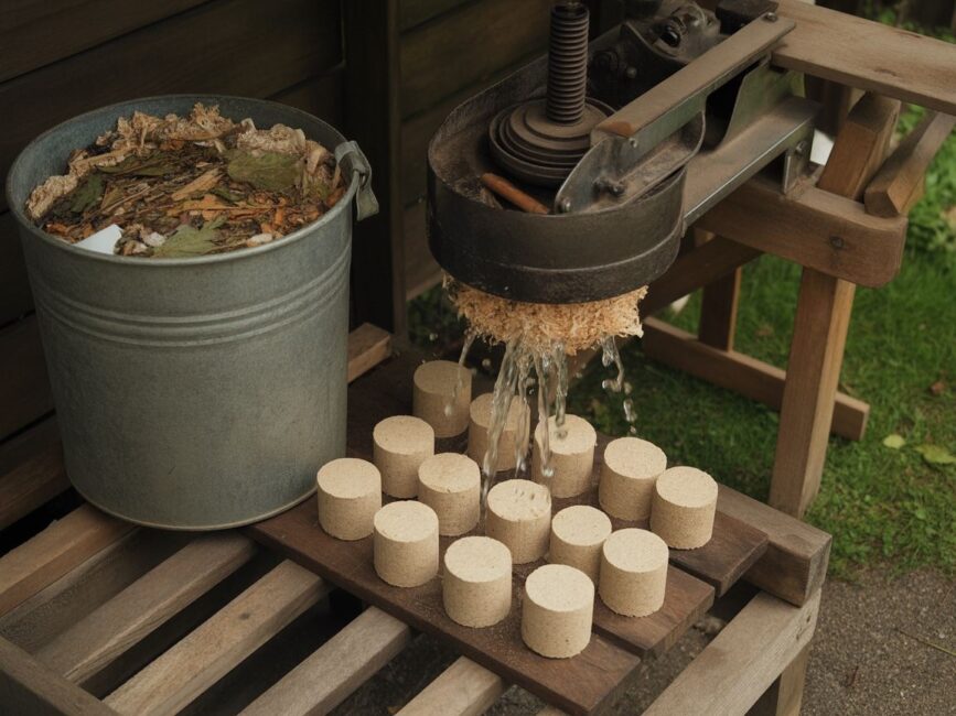 brykiet z liści krok