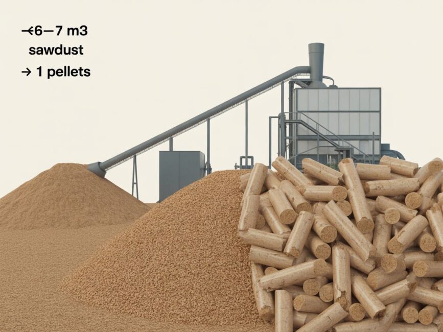 konwersja m3 trocin do pelletu