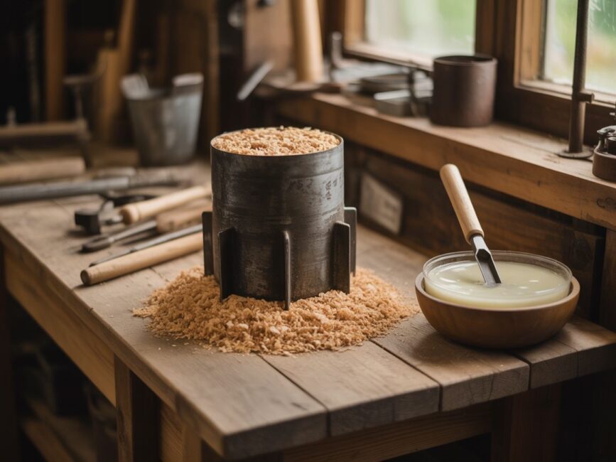 mieszanie trocin ze skrobiąinstructables