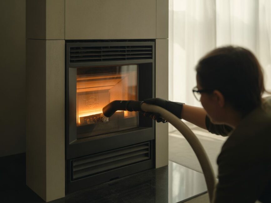 mycie szyby pieca pellet