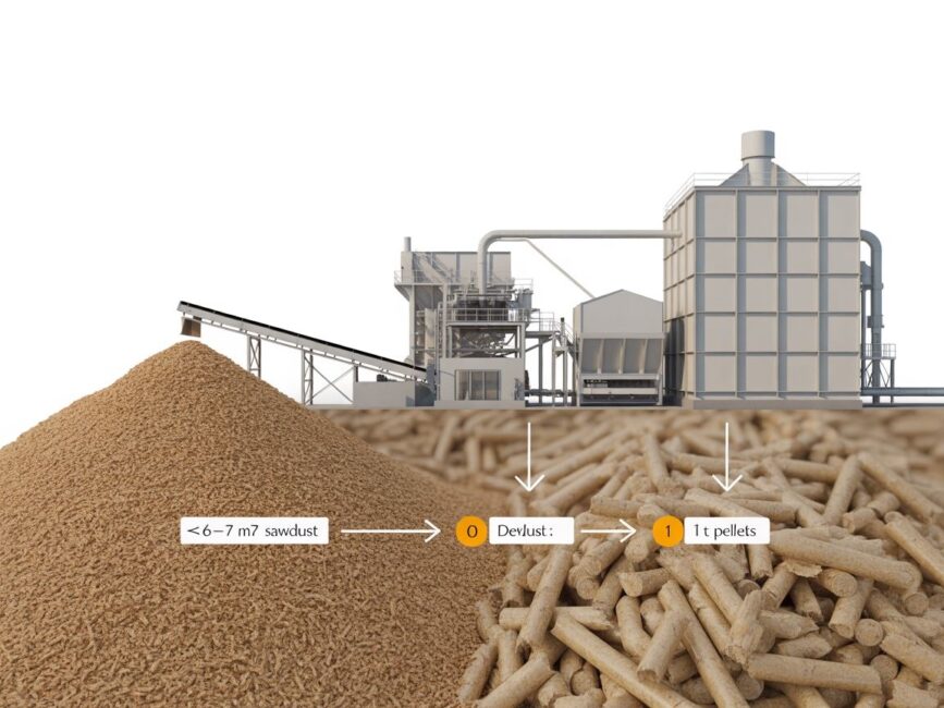 objętość trocin na tonę