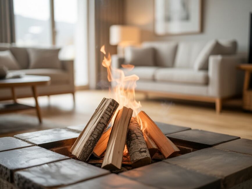 płomień z drewna olchowego